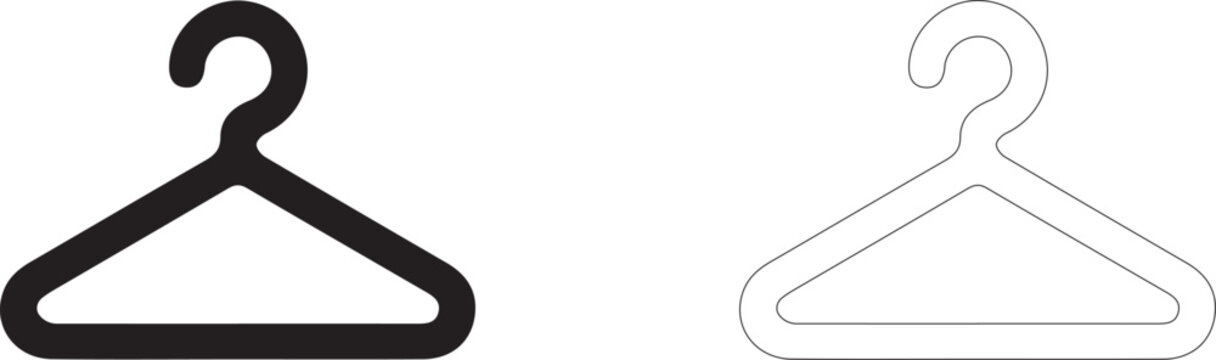 Clothes hanger vector icon filled and outline, dressing room and garment storage symbol.