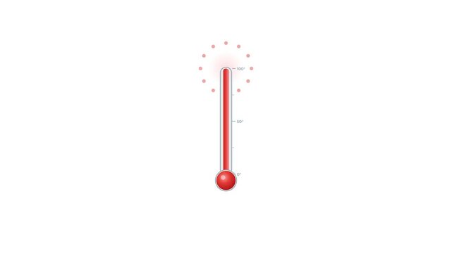 Set of Red Thermometer Icons Representing High and Low Temperature