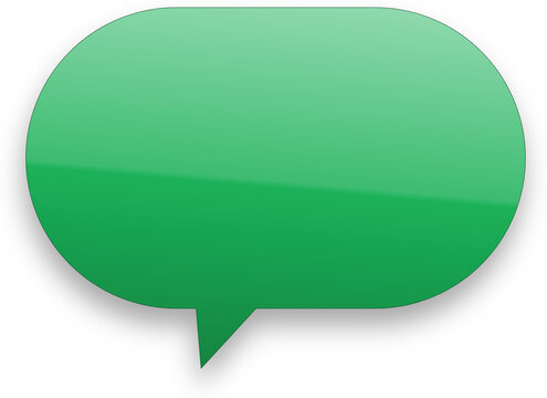 Green glossy speech bubble with transparent background
