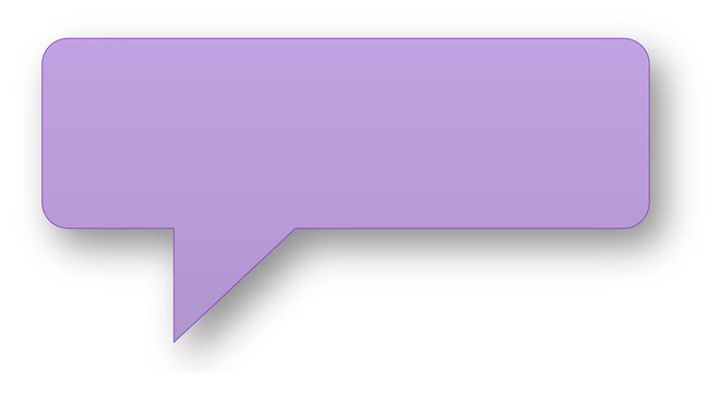 Purple speech bubble communicating message with transparent background