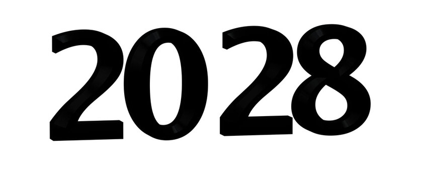 2028 year in black. Isolated on a white background. Perfect for new year design. Concept of future.