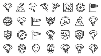 Paragliding skydiving and wind sport equipment icons. © muhammad