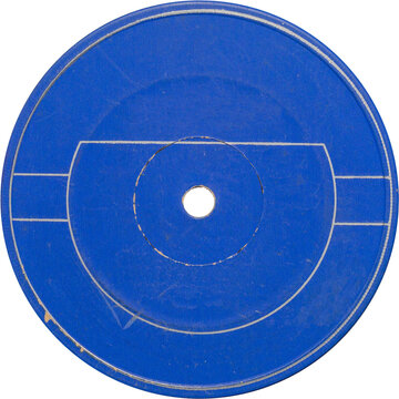 Vinyl vintage blue label, realistic photography, png isolated on transparent background for graphic design