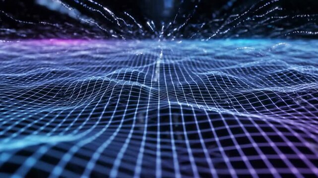 Creating a digital landscape with waves in blue and purple colors