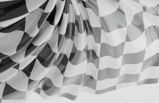 Close up of a flowing checkered flag fabric, abstract motion, dynamic pattern, perfect for racing th