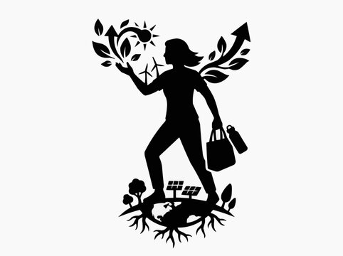A person embodying sustainable living and environmental responsibility for the concept of eco-friendly future and green energy.