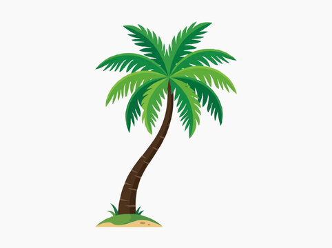 A lone palm tree stands tall on a small island for the concept of tropical paradise and summer vacation.