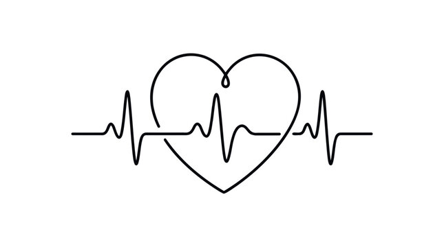 Heartbeat line integrated with a heart symbol, representing life and health.