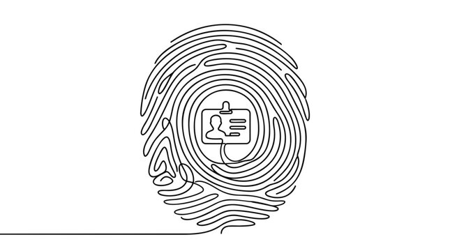 Fingerprint with ID card for the concept of identity and security.