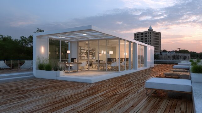 Modern rooftop modular office.