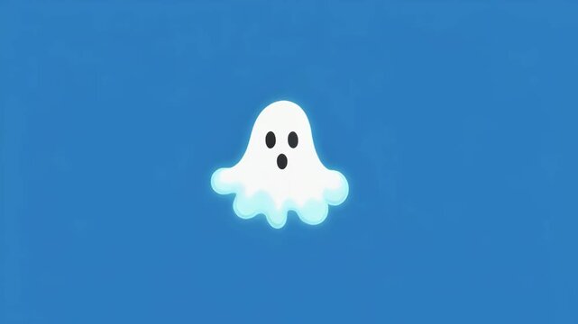 Cute ghost characters floating with gentle wind against a blue backdrop during Halloween season
