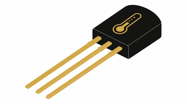 Electronic transistor component with temperature sensor symbol.