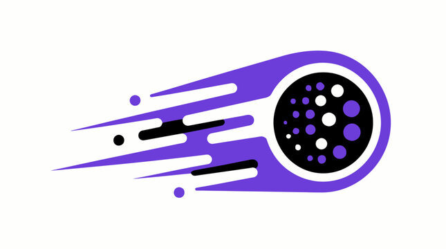 High speed moving purple data orb icon