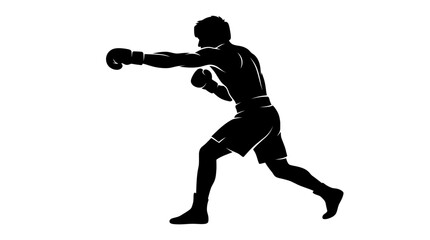 Obraz premium Boxer, athletic silhouette, sports icon, fitness illustration isolated on Transparent Background