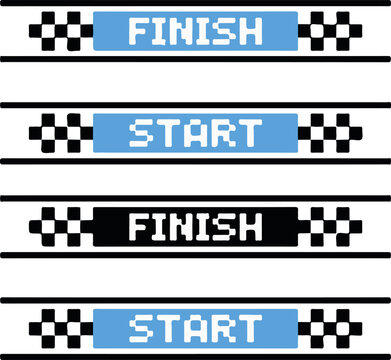 racing checkered flag start finish pixel banner vector ui