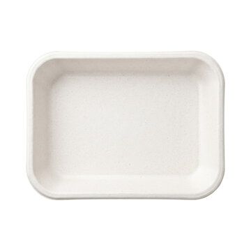 Blank rectangular eco-friendly paper tray on transparent background
