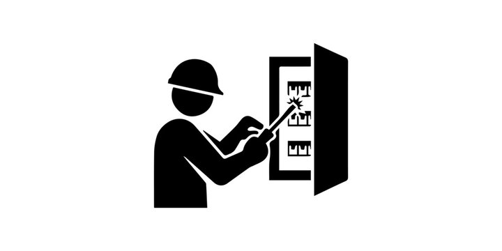 Electrician Repairing Electrical Panel Wearing Safety Gloves.