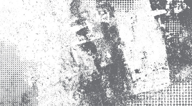 Distressed gray and white abstract background with halftone dots and speckles texture grunge