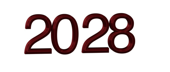 2028 in a bold red color, perfect for new year greetings and designs on a clean white bac © vegefox.com