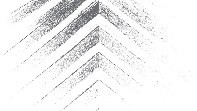 Gray distressed chevron pattern with rough brush strokes and speckles on white background texture