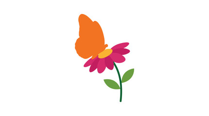 Butterfly And Flower A Flat Vector Illustration On A White Background © MD