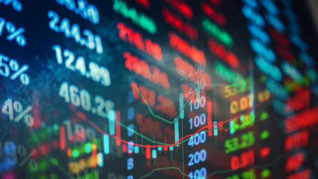 Financial trading charts and digital tickers: Analyzing international investment capital, financial asset price fluctuations, network security, and digital data management