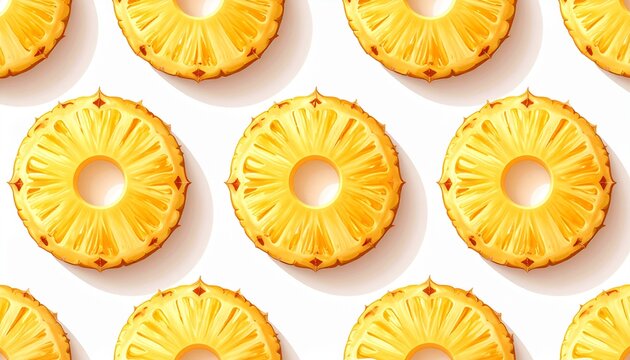 Fresh Juicy Pineapple Rings Array Seamless Background Design Element With Citrusy Vibrant Atmosphere sweet