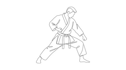 Obraz premium Martial arts instructor in dynamic stance with gi and belt