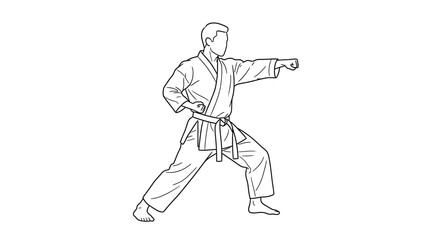 Fototapeta premium Man in karate uniform performing a martial arts stance with a powerful punch