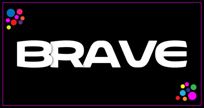 Brave browser advertisement bold typography with colorful particle effects on black background