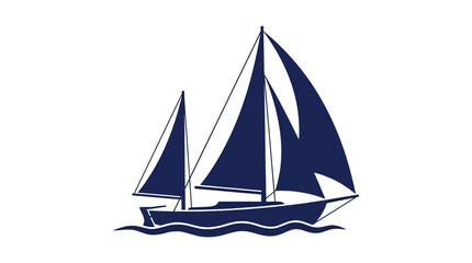 Sailboat Silhouette Against White Background Nautical Design Element © MD