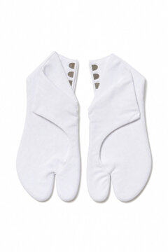 White Japanese split-toe socks tabi on white background traditional