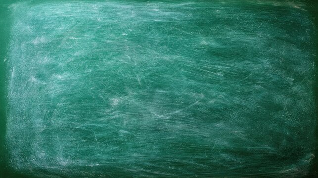 Empty Green Chalkboard with Smudges and Wipes.