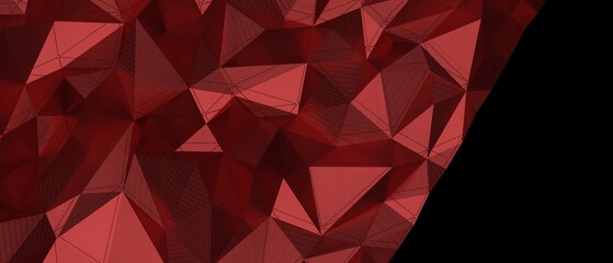 Naklejka premium Detailed abstract low poly background with dark red geometric shapes and texture