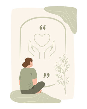 Grounding technique anxiety mental health wellness woman sitting calmly abstract nature soft colors minimalist therapy concept