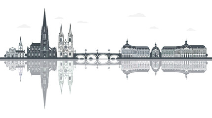 Fototapeta premium Cityscape Skyline Silhouette with River Reflection