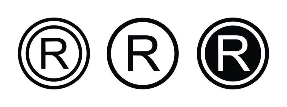 Registered trademark symbols with letter R in a circle  variations of registered symbols