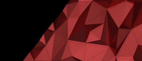 Dark red abstract polygonal mesh with sharp edges and shadows © vegefox.com