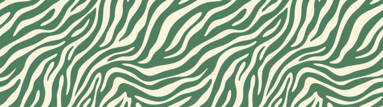 Green and Cream Zebra Stripe Pattern Background
