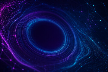 Data Visualization Wave Background With Purple And Blue Particles