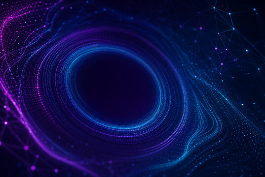 Data Visualization Wave Background With Purple And Blue Particles