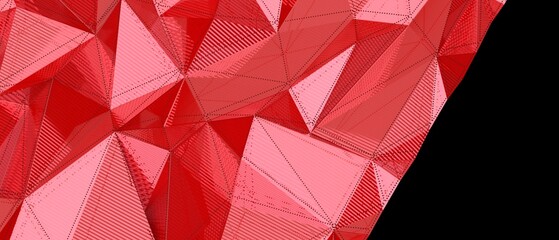 Obraz premium Close-up view of a red faceted surface with intricate geometric patterns and textures.