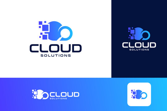 Creative cloud network logo design. Cloud solution logo.