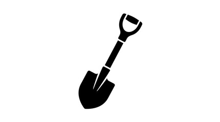 Black silhouette icon of a garden shovel isolated on a white background. © ZAENAL