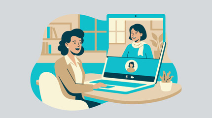 Fototapeta premium Woman participating in professional remote video conference call.