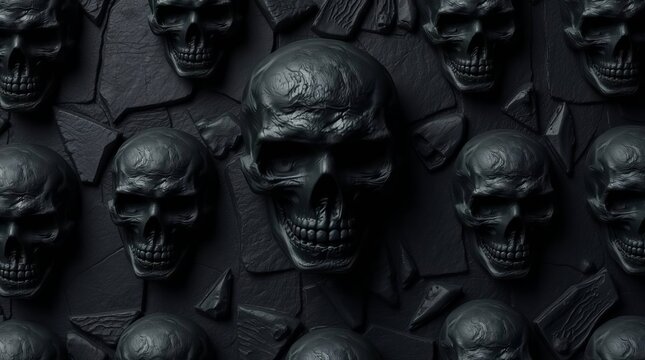 Dark skulls in a mysterious arrangement.