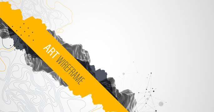 Trendy abstract wireframe background. Mountain art elements. Surface illustration. Vector.