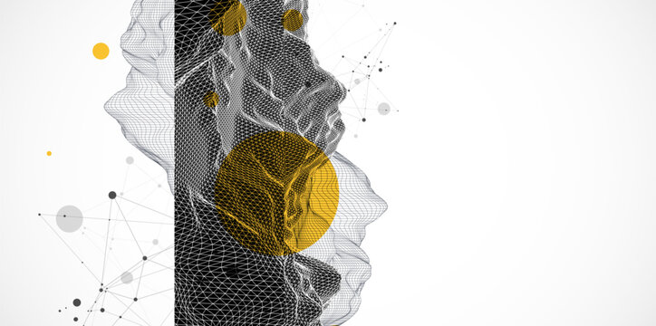 Abstract art wireframe background. Modern science or technology art elements. Surface illustration.