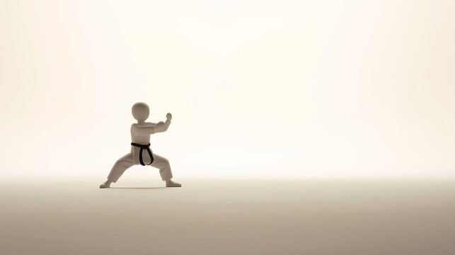 Martial arts athlete in fighting stance.