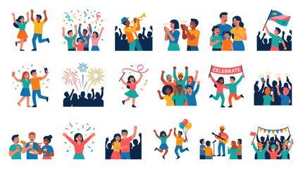 Fototapeta premium Diverse People Celebrating Holidays, Events, and Festivals - Flat Vector Style
